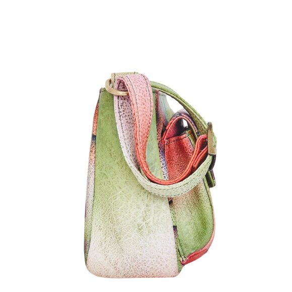 Hand-Painted Leather Crossbody Bag for Women with Abstract Artwork, Sling Bag - Picture 3 of 7